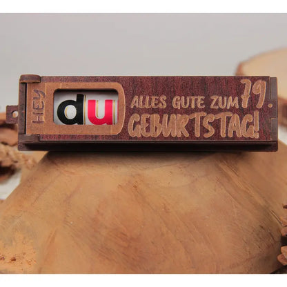 Holz Geburtstag Geschenkbox Dunkelbraun mit drehbaren Buchstaben für Feierlichkeiten