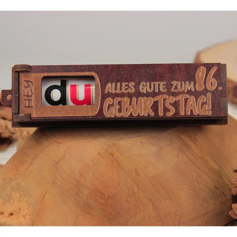 Holz Geburtstag Geschenkbox Dunkelbraun mit drehbaren Buchstaben für Geburtstagsdeko