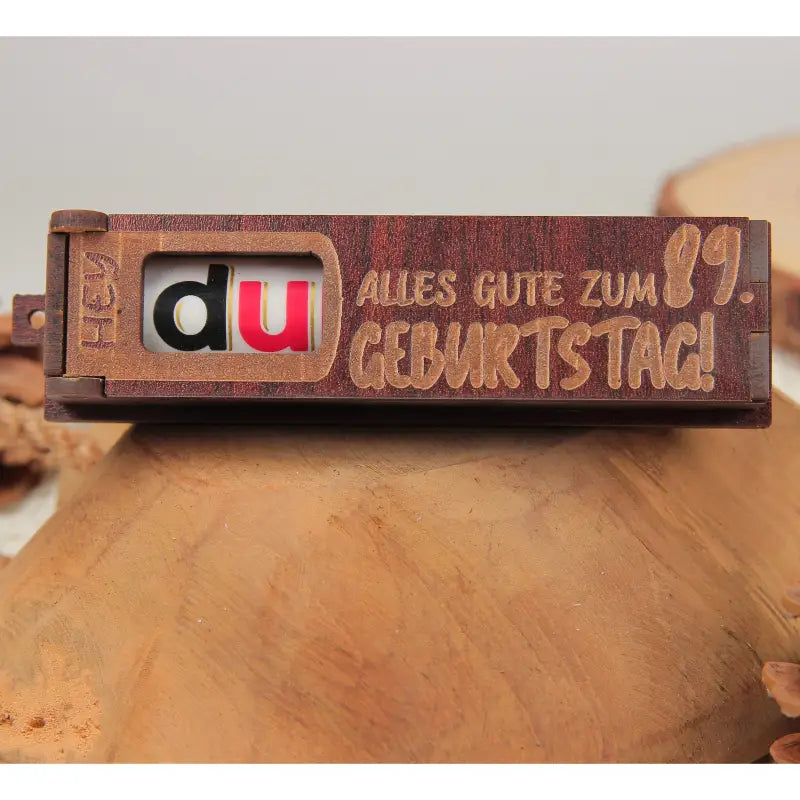 Engraved holz Geburtstagsbox dunkelbraun mit drehbaren Buchstaben für Geburtstag