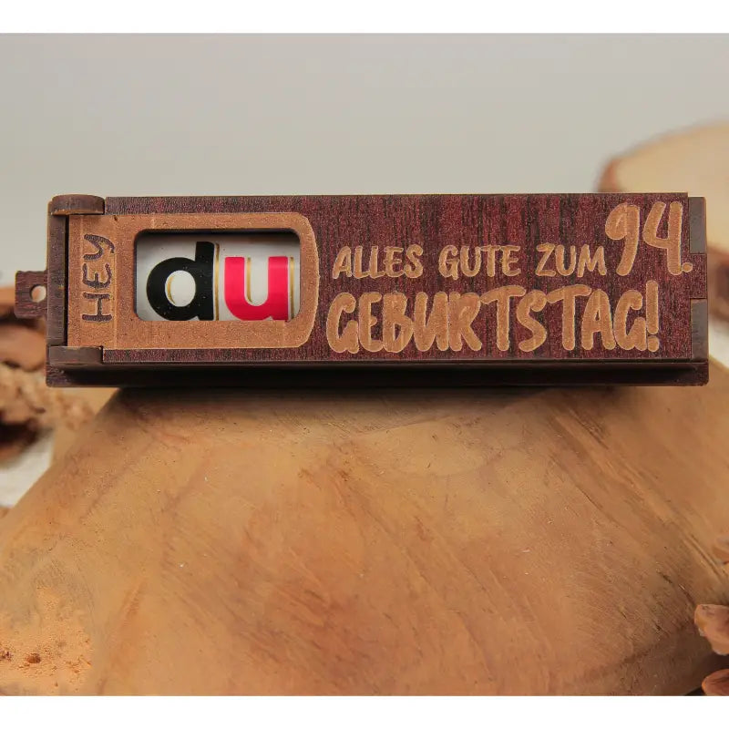 Holz Geburtstag Geschenkbox Dunkelbraun mit drehbaren Buchstaben