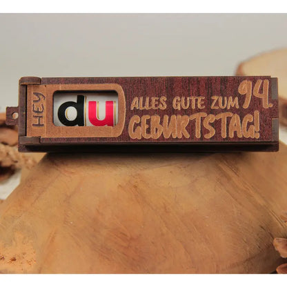 Holz Geburtstag Geschenkbox Dunkelbraun mit drehbaren Buchstaben