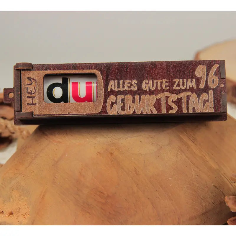 Holz Geburtstag Geschenkbox Dunkelbraun mit drehbaren Buchstaben für Geburtstag