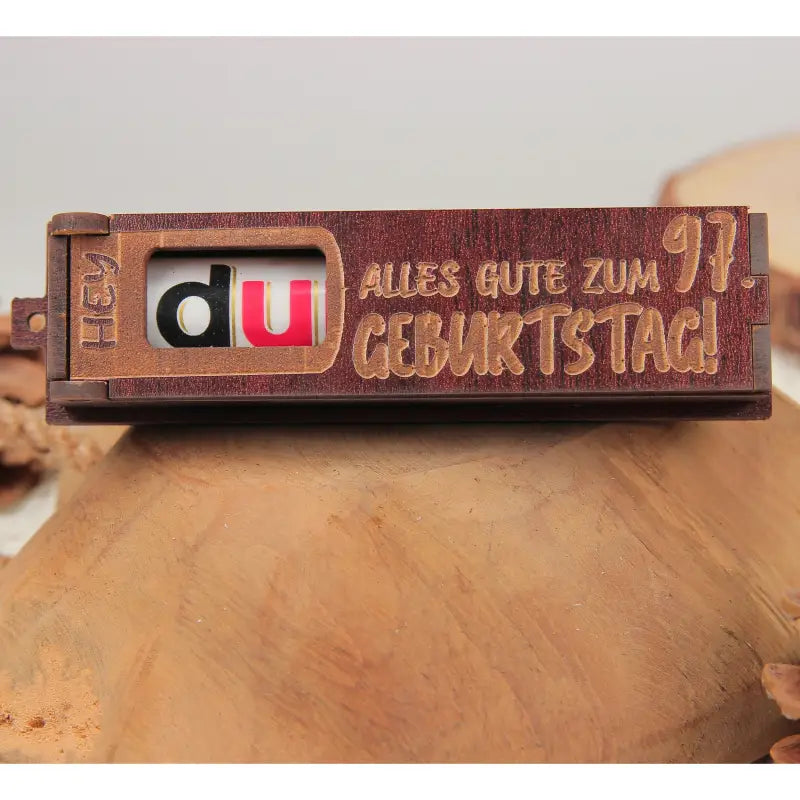 Holz Geburtstag Geschenkbox Dunkelbraun mit drehbaren Buchstaben für Geburtstagsgrüße