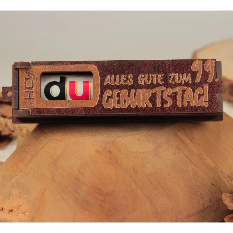 Holz dunkelbraune Geburtstag Geschenkbox mit drehbaren Buchstaben für Geburtstag