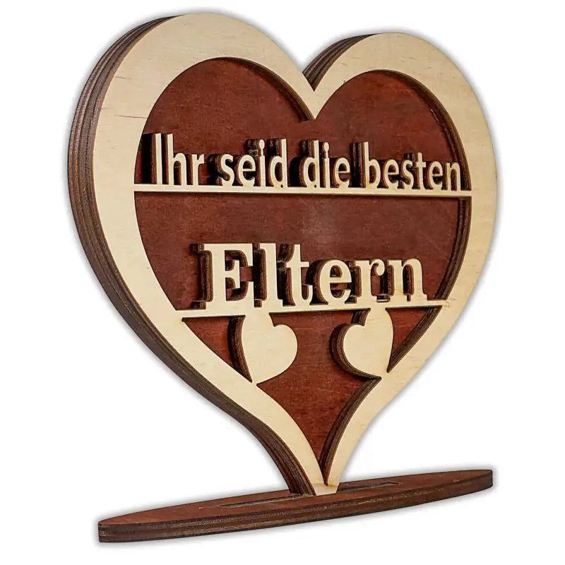 Holzherz Geschenk mit Herz Spruch für Mama Liebe, filigranes Holzherz mit Text