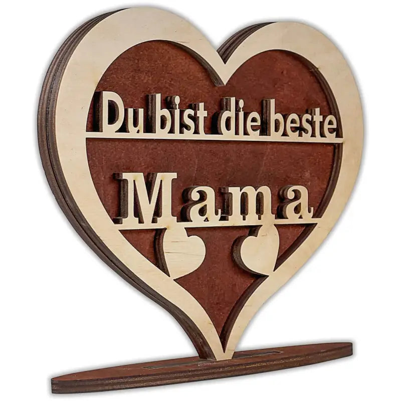 Holzherz Geschenk mit Herz Spruch für Mama Liebe, perfekte Geschenkidee für Mama