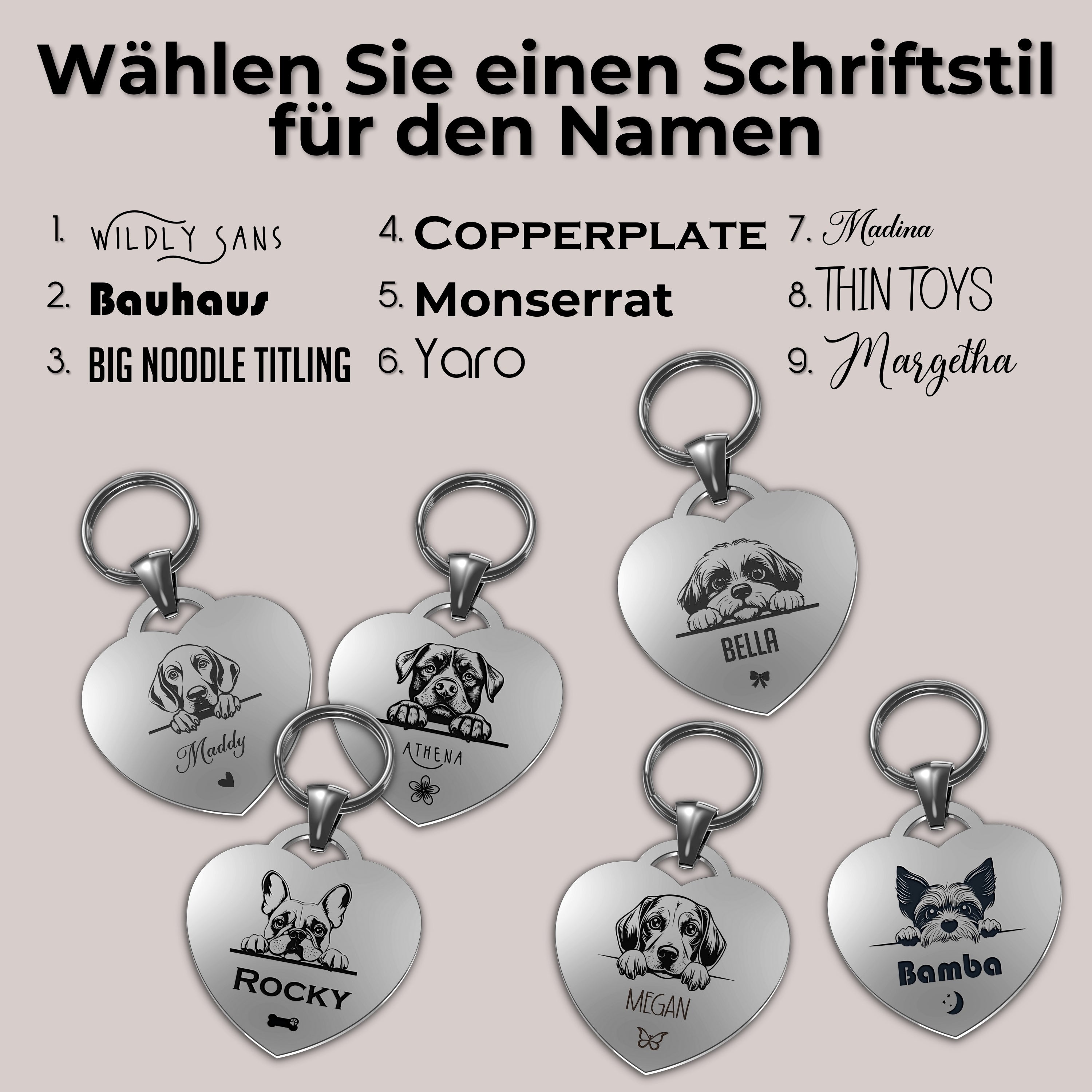 Personalisiertes Hundemarke Herzform aus Edelstahl mit Gravur und QR-Code, individuell gestaltbar