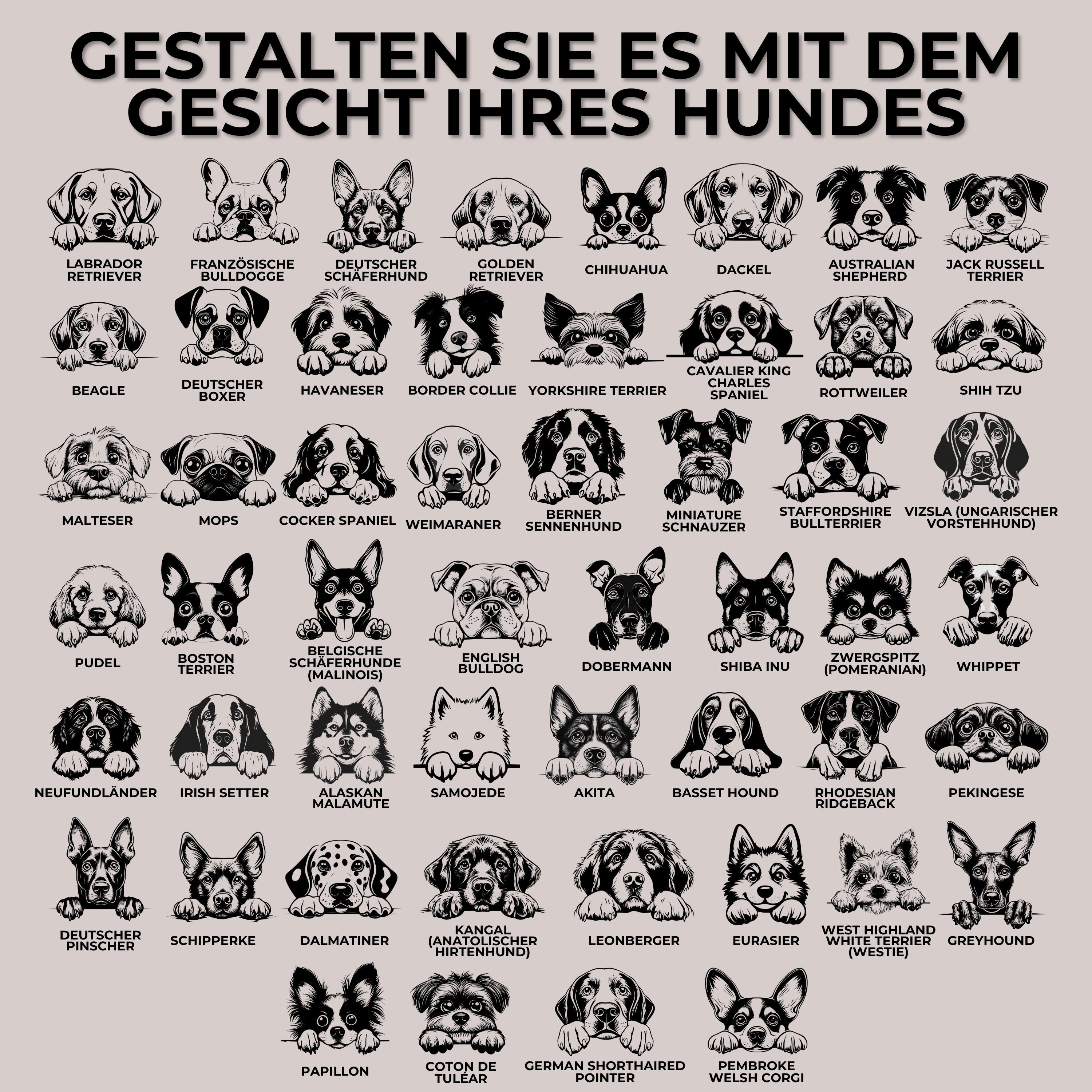 Hundemarke Knochenform mit Gravur personalisiert, vielfältige Hundebildnisse