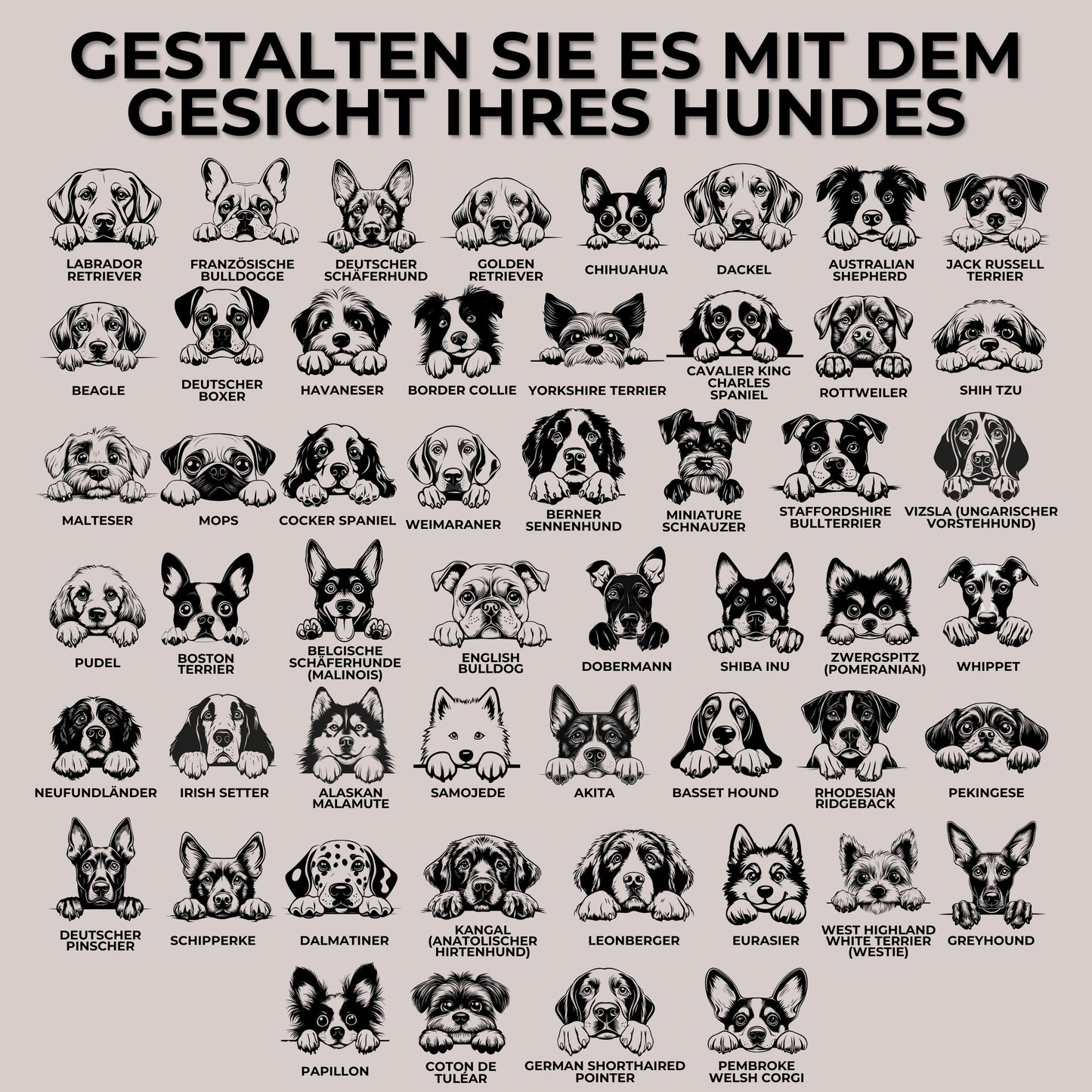 Hundemarke Knochenform mit Gravur personalisiert, vielfältige Hundebildnisse