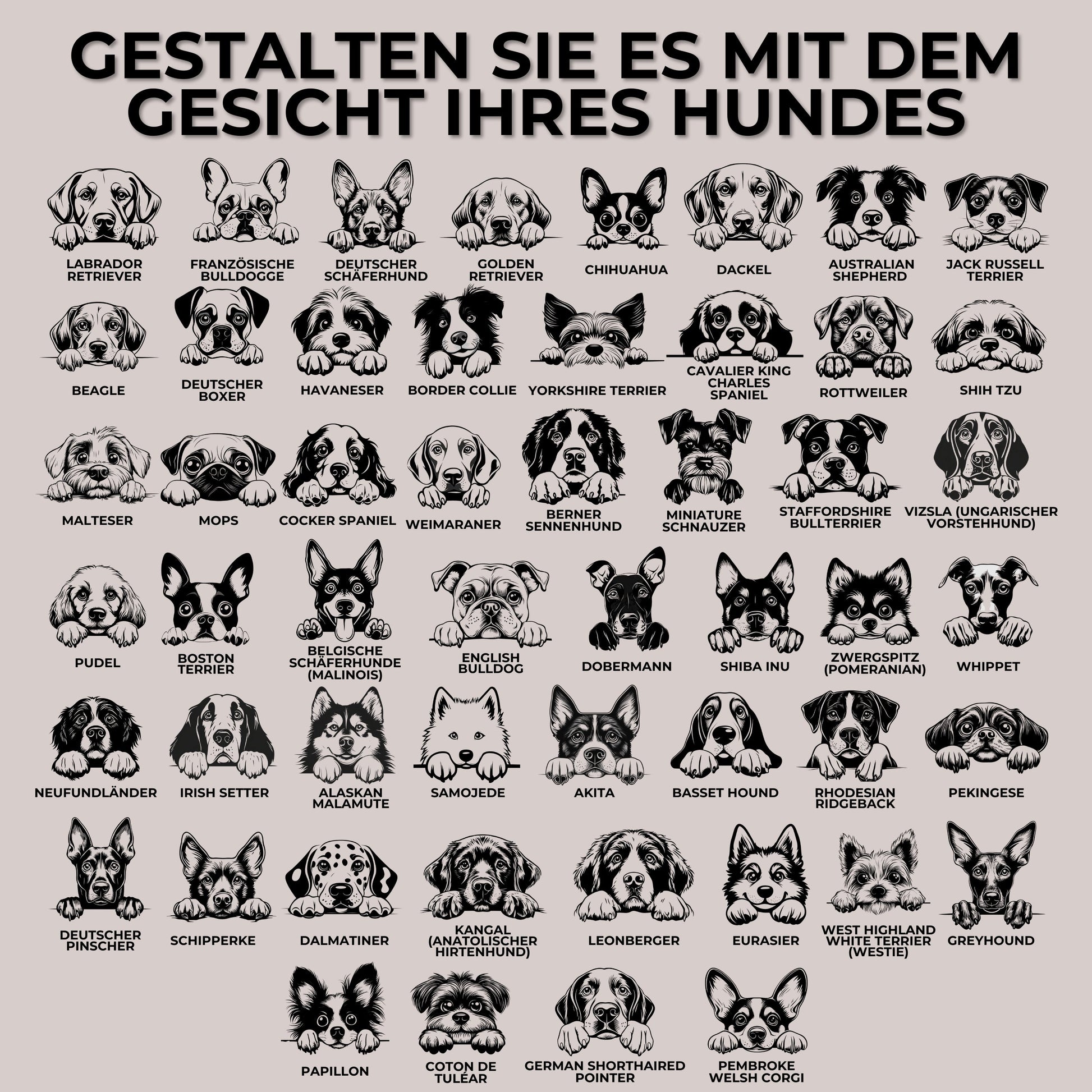 Hundemarke Knochenform mit Gravur personalisiert, vielfältige Hundebildnisse