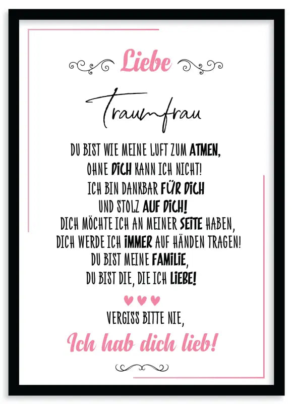 Gerahmtes deutsches Liebesgedicht Lieb Poster als Wandbild Fine Art Druck