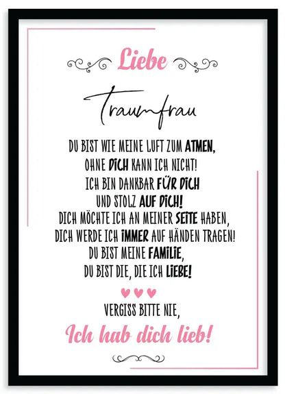 Gerahmtes deutsches Liebesgedicht Lieb Poster als Wandbild Fine Art Druck