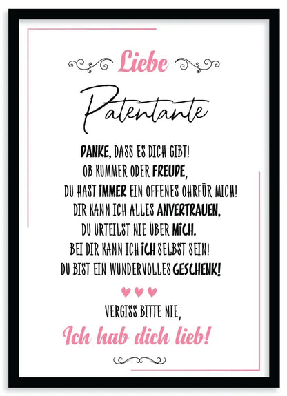 Gerahmtes Lieb Poster als Wandbild mit deutschem Text im Fine Art Druckstyle