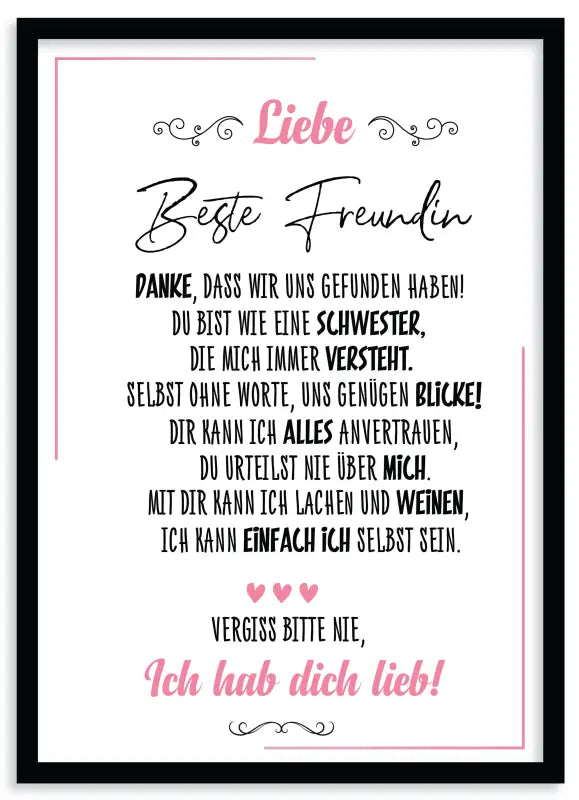 Gerahmtes lieb poster mit deutschem Text als Wandbild Fine Art Druck