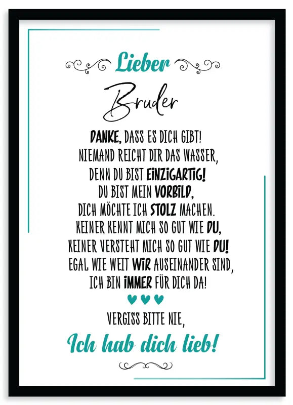 Gerahmtes Lieb Poster mit deutschem Textdruck als Wandbild Fine Art Druck