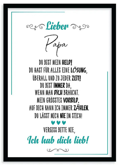 Gerahmtes Lieb Poster mit deutschem Text als Wandbild Fine Art Druck