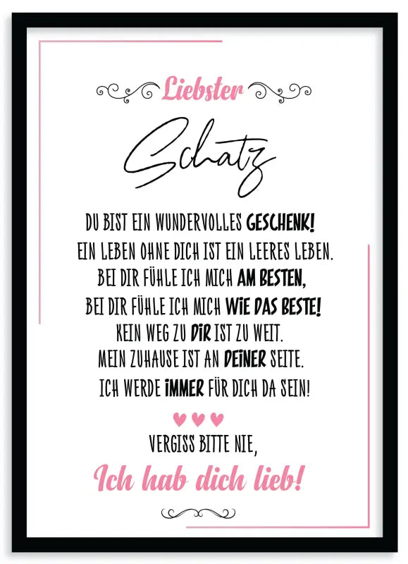 Lieb Poster mit gerahmtem Love Zitat als Wandbild Fine Art Druck