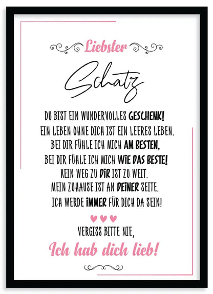 Lieb Poster mit gerahmtem Love Zitat als Wandbild Fine Art Druck