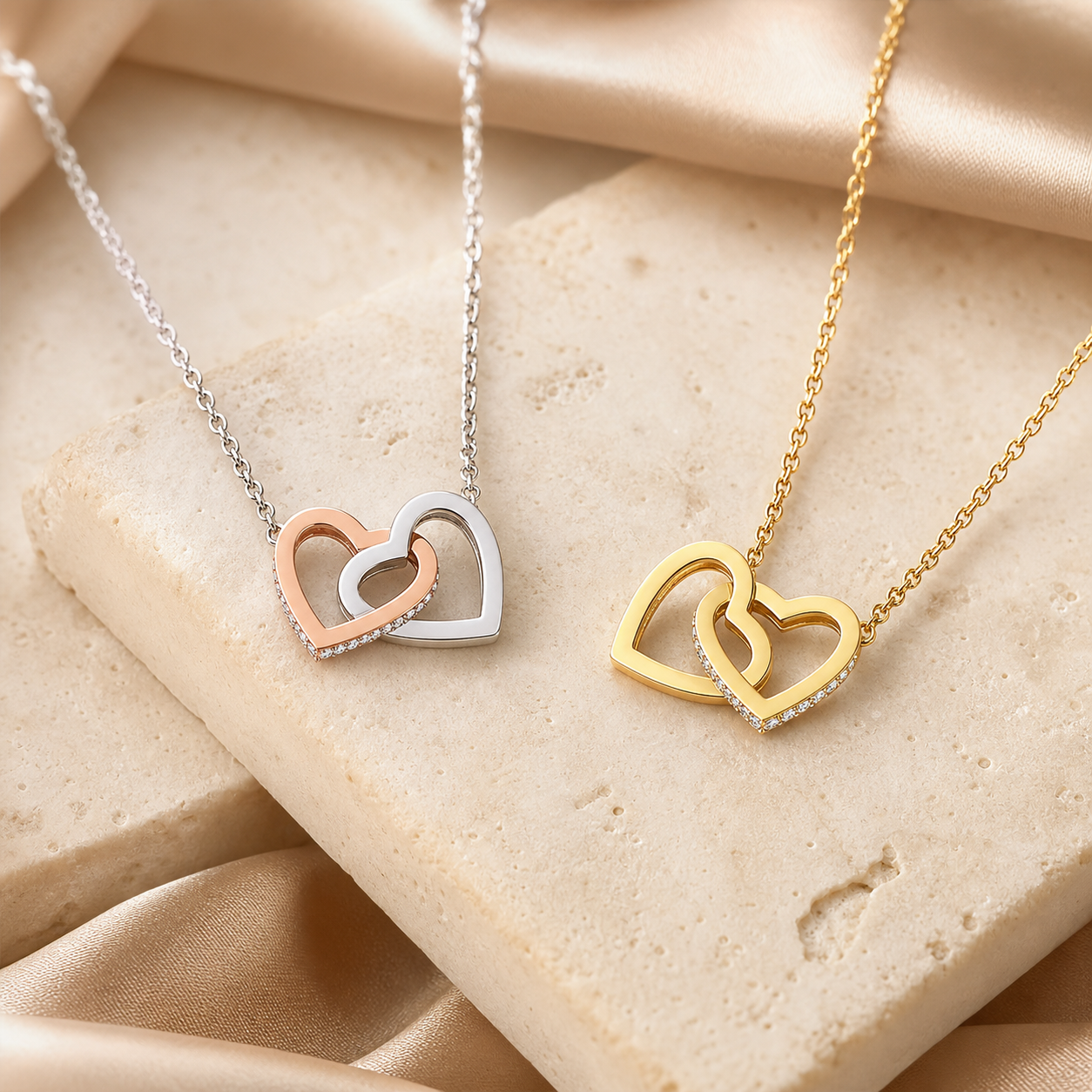 Interlocking Hearts Halskette in zwei Ausführungen
