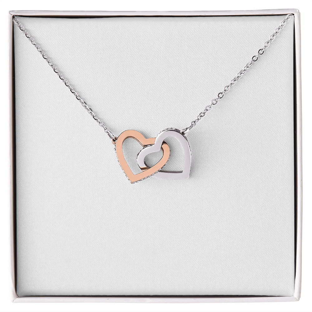 Interlocking Hearts Halskette in Weißgold- und Roségold-Finish