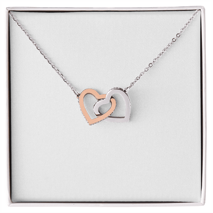 Interlocking Hearts Halskette in Weißgold- und Roségold-Finish