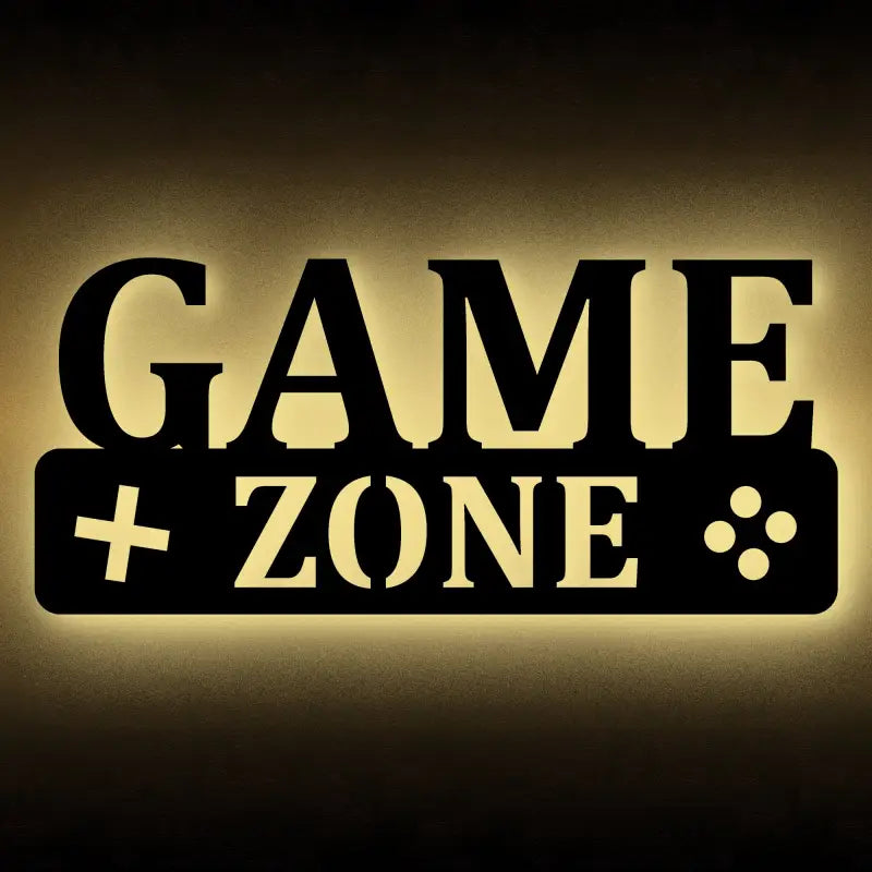 Illuminierte Game Zone Schild aus Holz mit LED Wandlampe für Gaming Zimmer Dekor