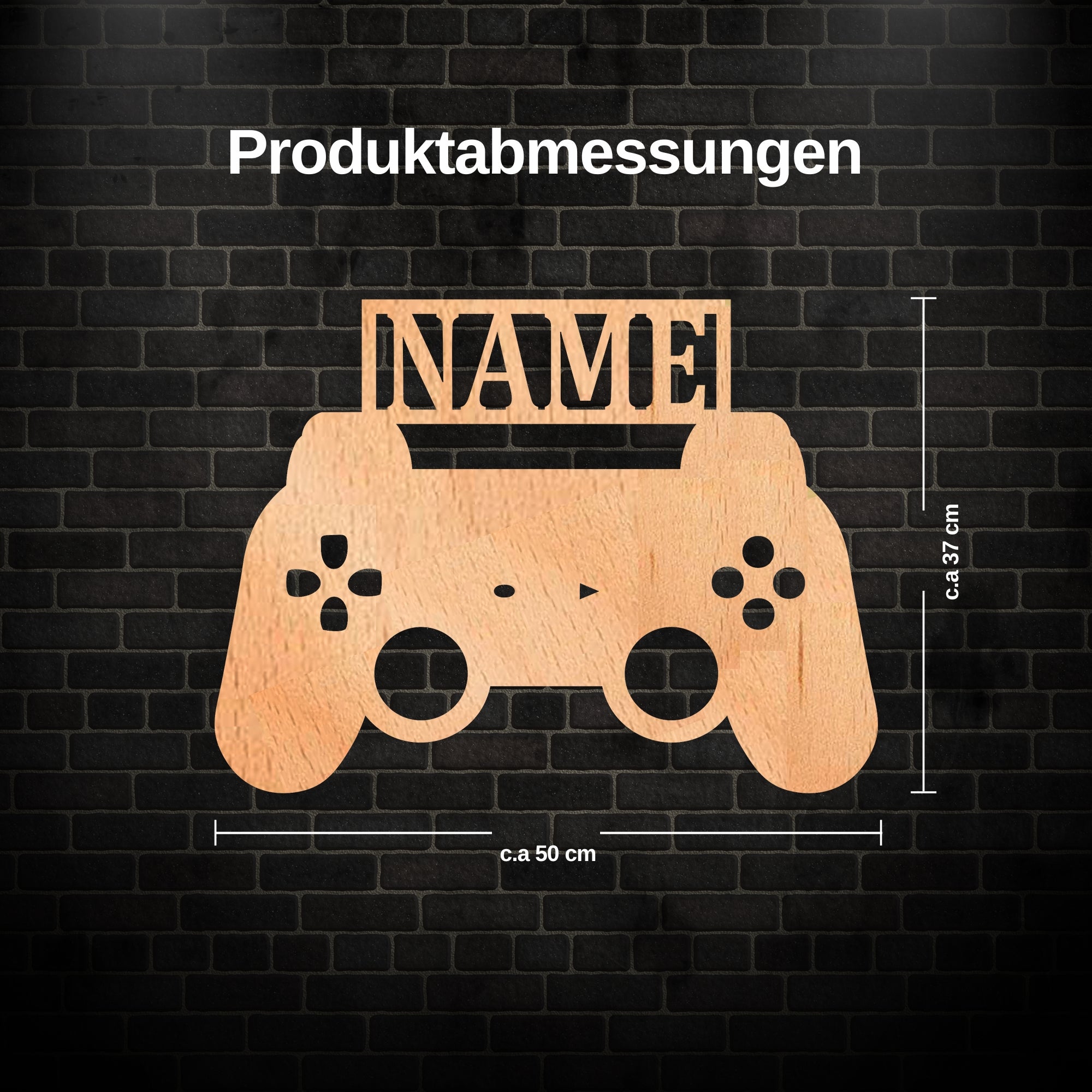 Individuell anpassbare Holz Video Game Controller Leuchte mit Namen in warmweiß