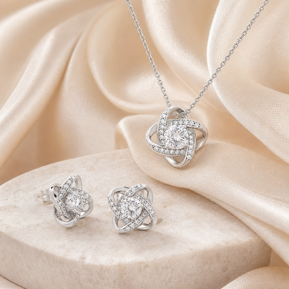 Love-Knot Schmuckset – Halskette & Ohrringe