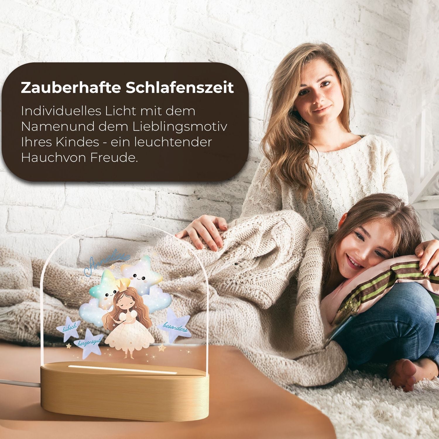 Goldfee Nachtlicht mit Wolke-Stern-Design und personalisierter Namensplatte