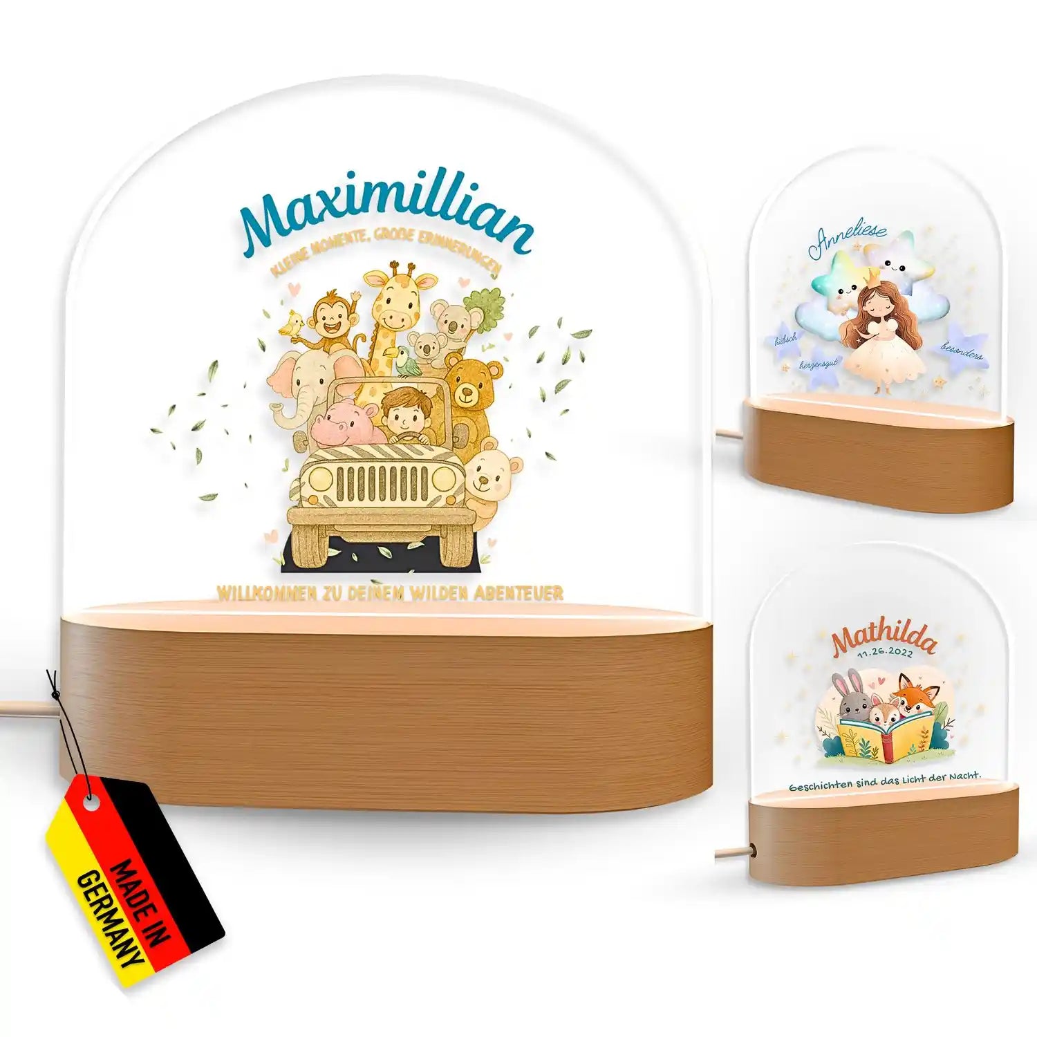 Personalisierte Baby-Nachtlampe mit Dschungeltier-Design, aus Deutschland