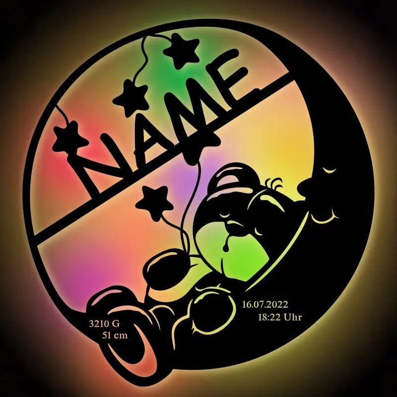 Illuminated baby night light personalisiert mit Name und Geburtsdaten, mondlicht Design