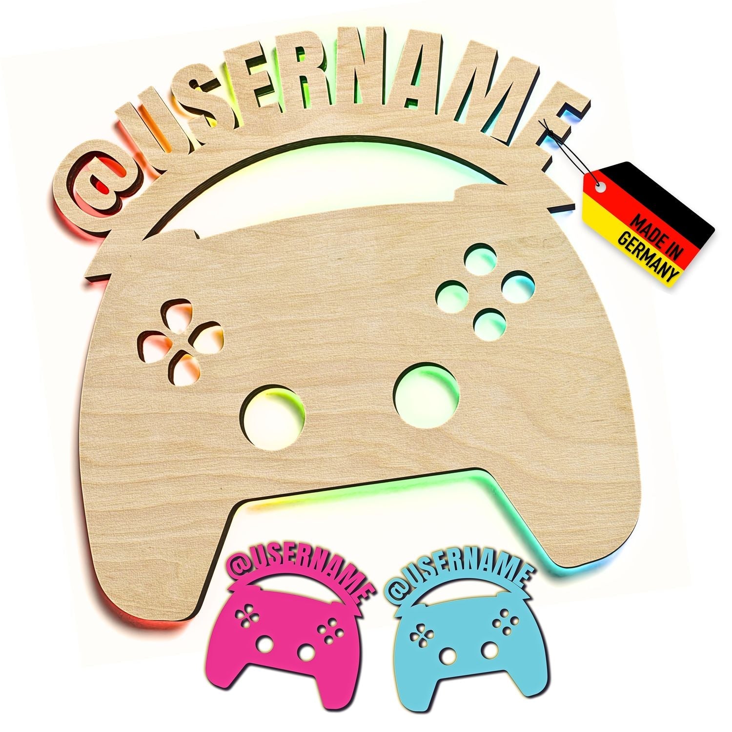 Personalisierte Holz-Gaming-Controller-Leuchtschild für Gaming Fans