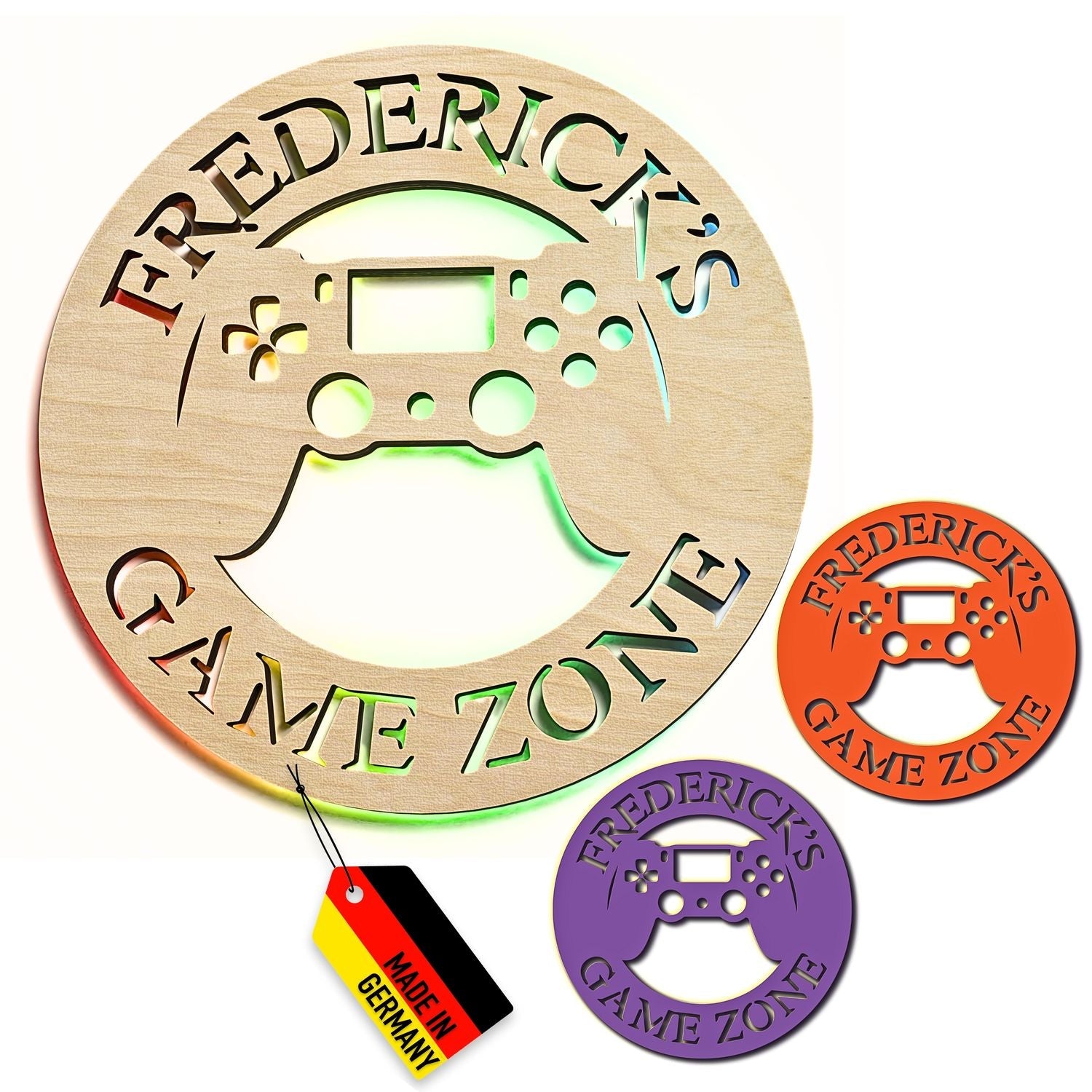 Personalisierte holzene Gamer Raum Schild mit LED-Beleuchtung für Gaming Fans