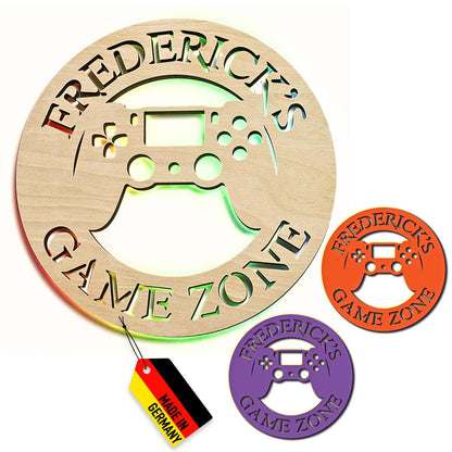 Personalisierte holzene Gamer Raum Schild mit LED-Beleuchtung für Gaming Fans