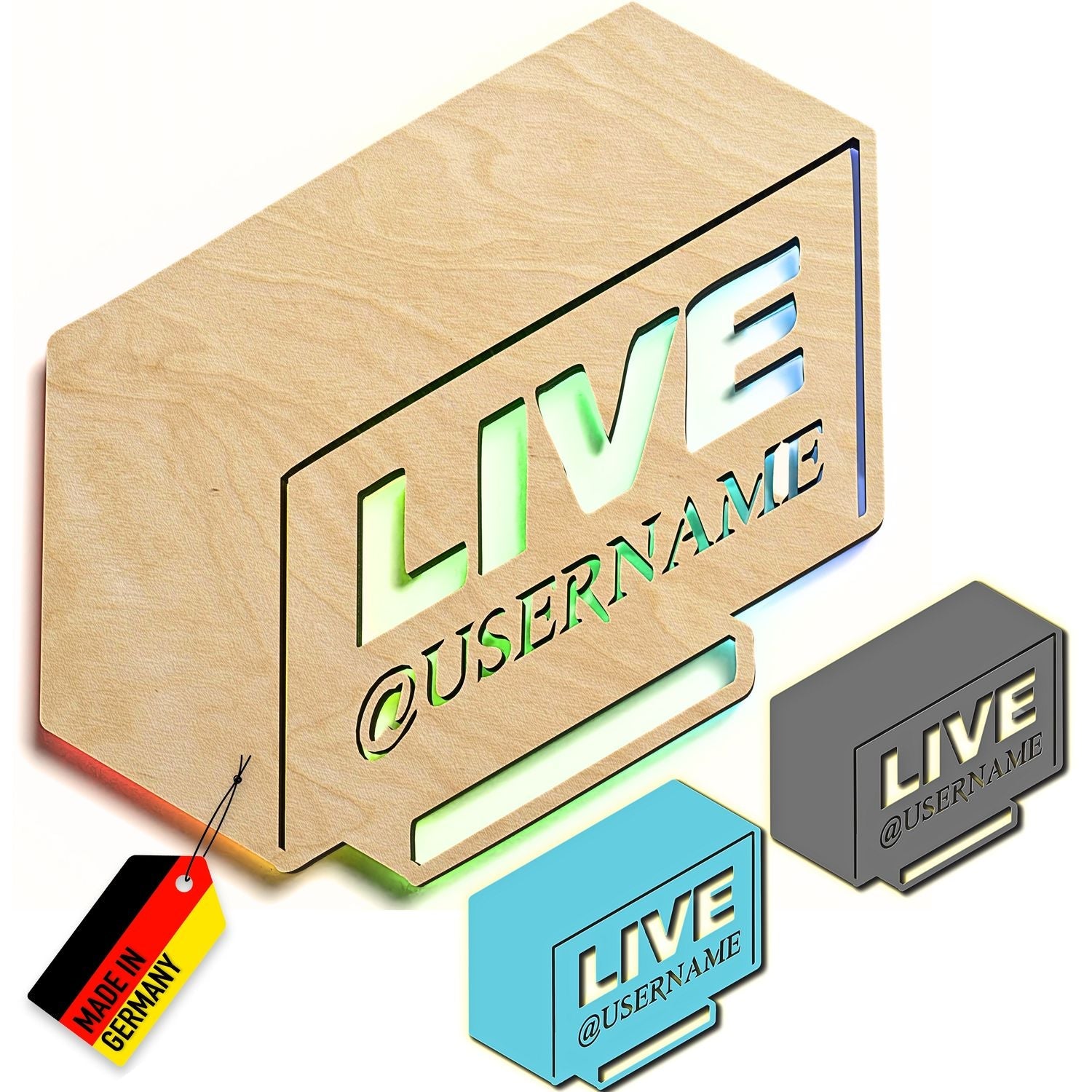 Personalisierte Headset Wandleuchte aus Holz mit LED-Schild für Live-Streaming Gaming
