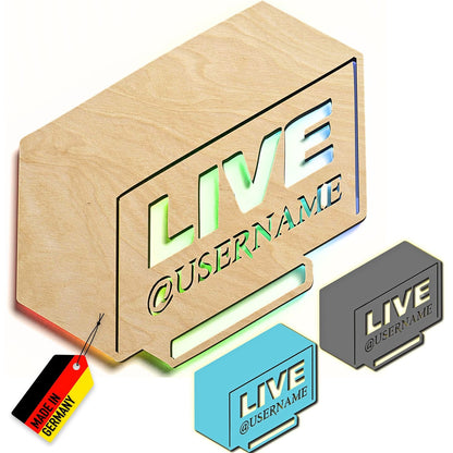 Personalisierte Headset Wandleuchte aus Holz mit LED-Schild für Live-Streaming Gaming