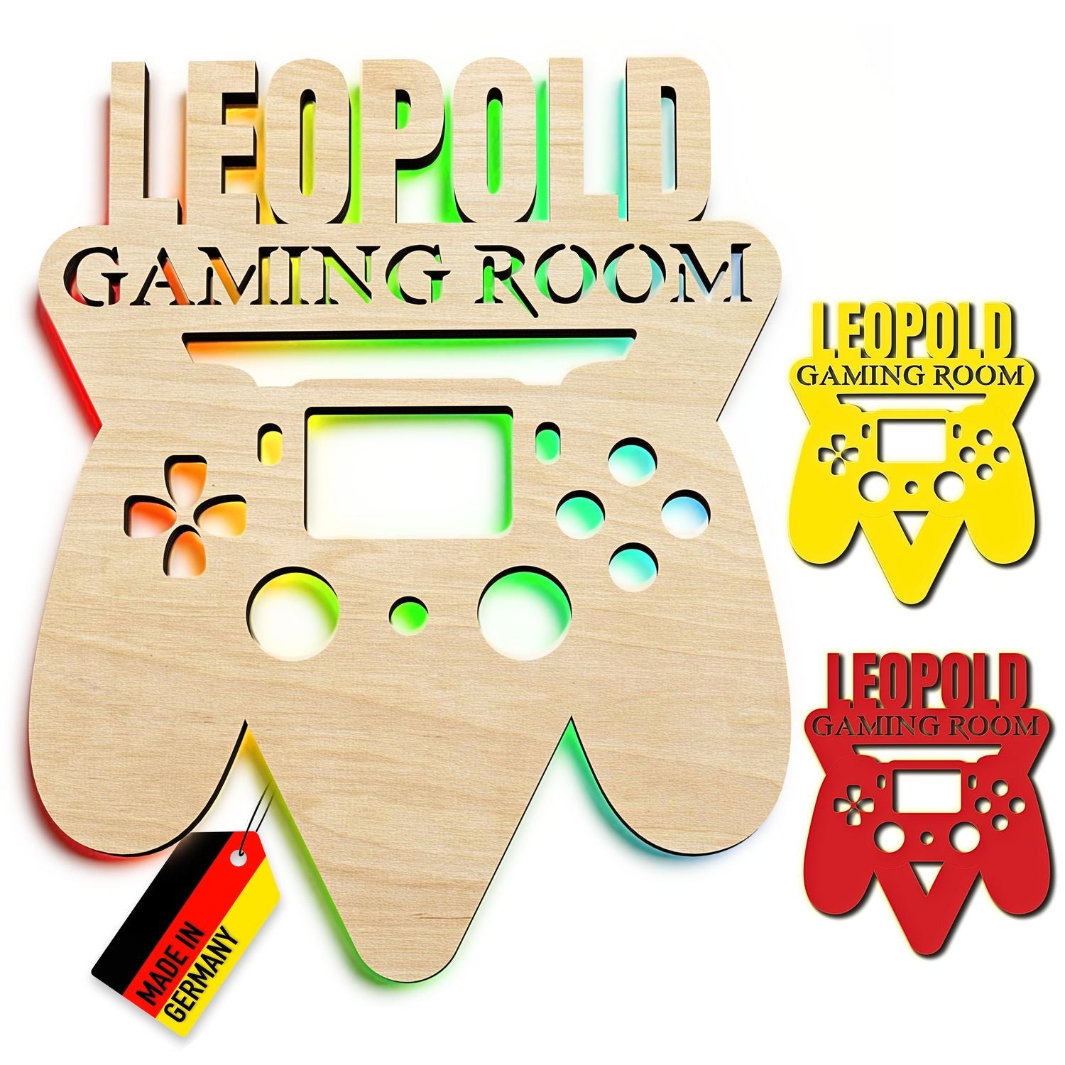 Personalisierte Holz-Gaming-Controller-Wandlampe mit LED-Beleuchtung für Gaming-Fans