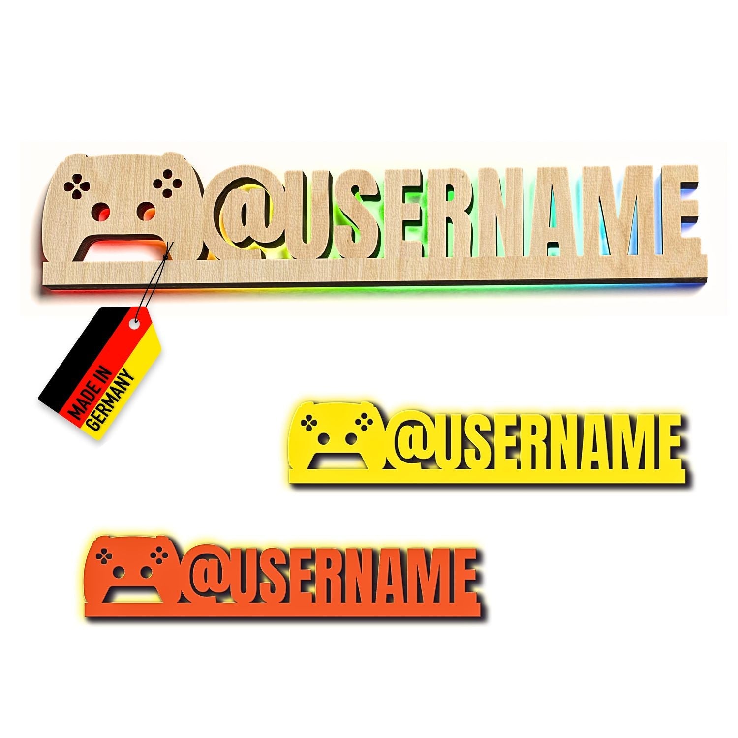 Personalisierte Holz-Gamertag-Schilder für Gaming Fans als Headset Wandleuchte