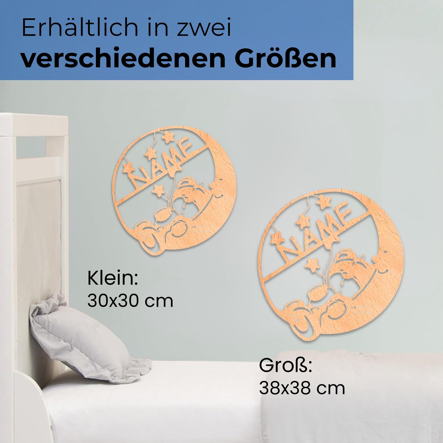 Personalisierte Mondlicht LED Wandleuchte mit Name und Geburtsdaten