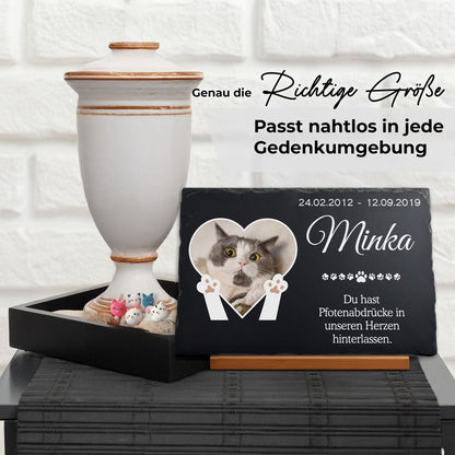 Pet urn und memorial plaque aus hochwertigem schiefer für personalisierte schiefer grabplatte
