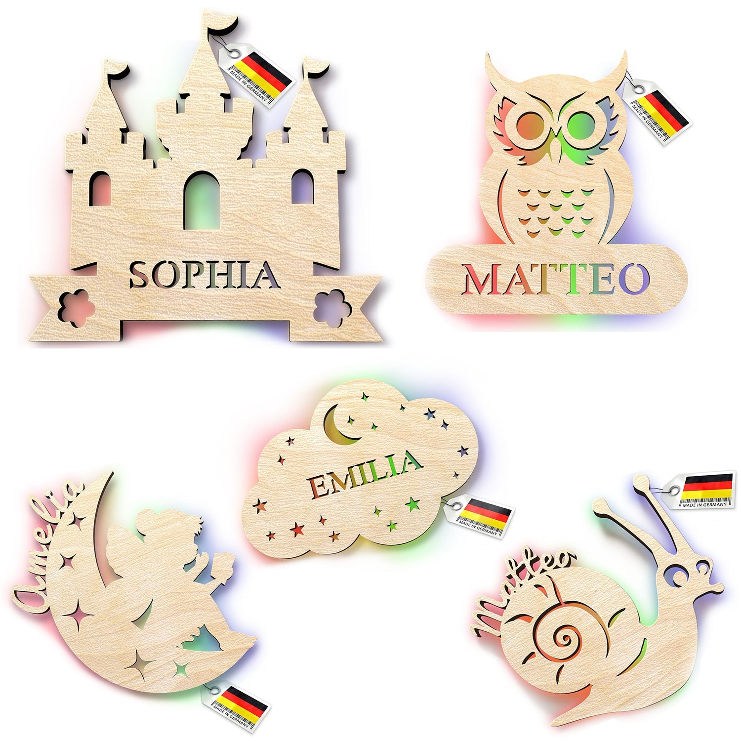 Personalisierte Burg Wandleuchte mit farbwechselnden LEDs, ideales personalisierte Produkt