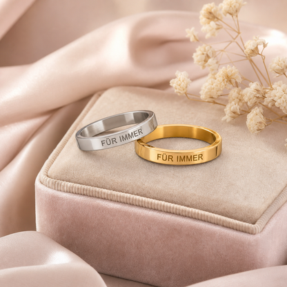 Personalisierter Damenring in Edelstahl und Gold-Finish