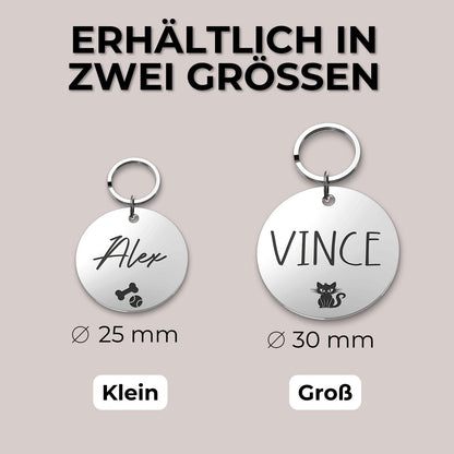 Personalisierter Schlüsselanhänger mit Gravur und Edelstahl-Symbol, zwei anpassbare runde Schlüsselanhänger