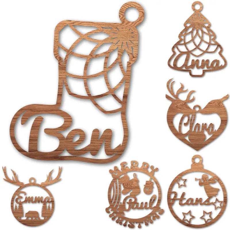 Personalisiertes Holz Weihnachtsanhänger mit Gravur, festliche Holzornamente für Weihnachten