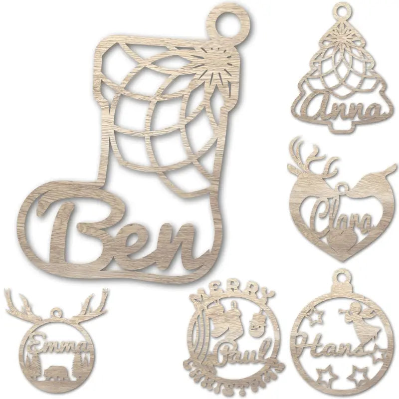 Personalisierter Weihnachtsanhänger aus Holz mit Gravur, dekorative Holzornamente für Weihnachten