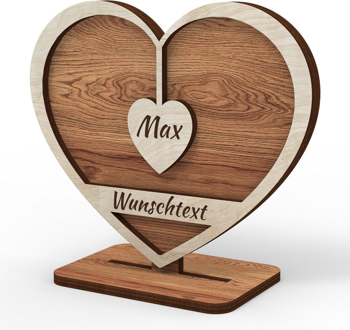 Personalized wooden heart with engraving heart shape decoration gift