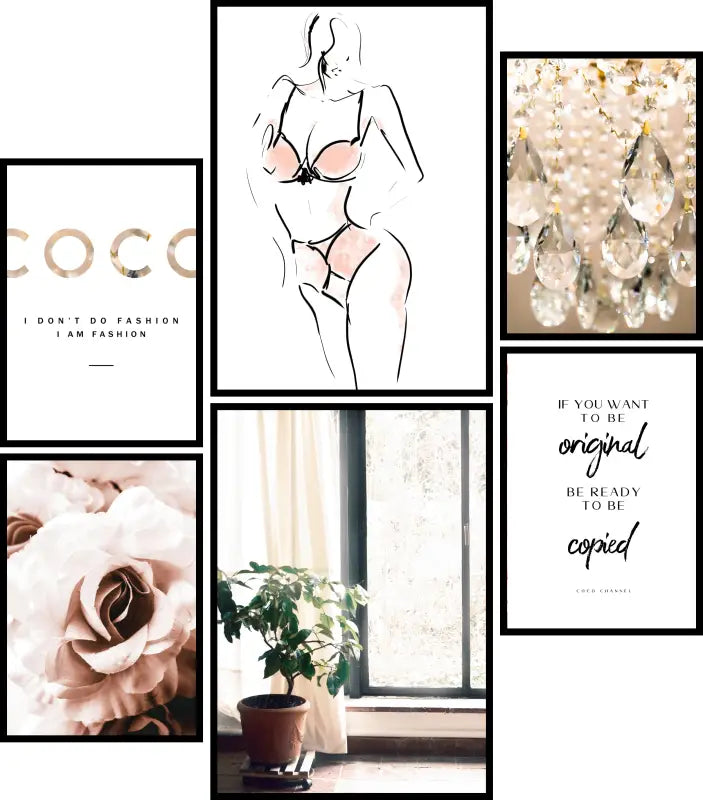 Framed wall art collection Poster Set Coco für Schminkzimmer und Ankleidezimmer