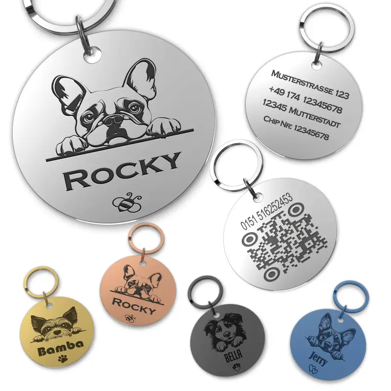 Runde Hundemarke mit Gravur Edelstahl personalisiert für Hundeleben