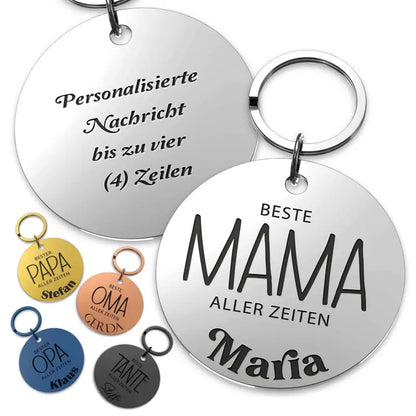 Engraved Edelstahl Schlüsselanhänger beste Mama personalisierte Gravur als Geschenk