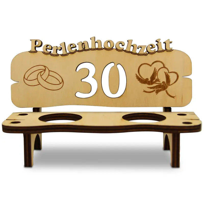 Holz-Schnapsbank mit Gravur als Geschenk zur Hochzeit oder Jubiläum